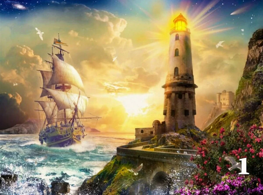 10 Lighthouses Diy 5D Diamond Painting Kit Full Square Drill