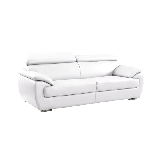 86" Captivating White Leather Sofa - 32" x 86" x 37"