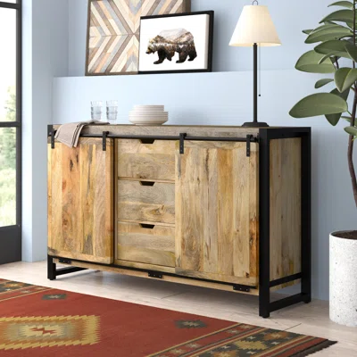 Jessica 59" Wide 3 Drawer Mango Solid Wood Sideboard