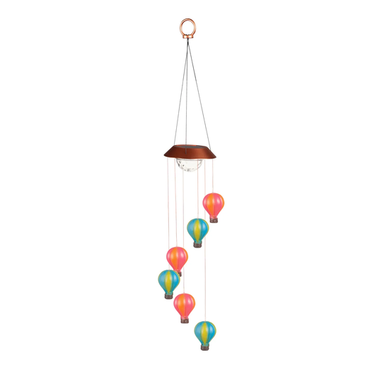 29 in. Hot Air Balloon Color-Changing Solar Mobile with Spinner Light Refractor