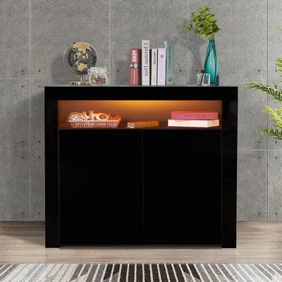 Corlee 42.5"W Sideboard Storage Cabinet with LED Light, Kitchen Unit Cupboard Buffet Storage Cabinet