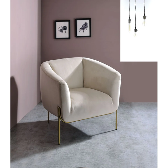 Accent Chair in Beige Velvet & Chrome,Contemporary Style