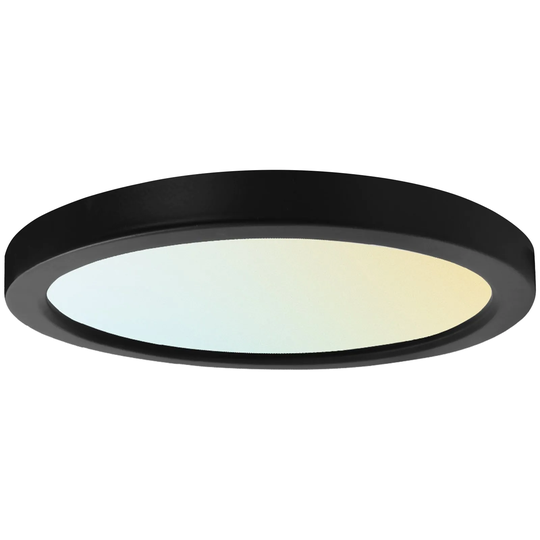 Luxrite 9" LED Flush Mount Ceiling Light 18W 3 Color Selectable 1200 Lumens Dimmable Damp Rated Black