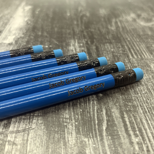 Personalized Pencils | Engraved Back To School 12 Pack Neon Blue Student Gift
