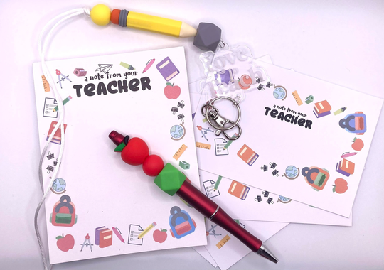 Custom Teacher Gift Set, Pencil Lanyard, Id Holder, Badge Stationary Apple Pen, Back To School Supplies