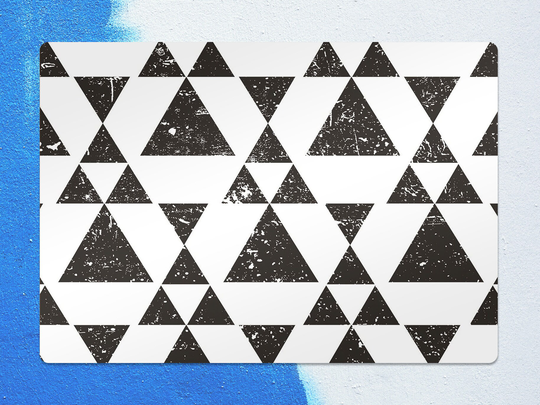 Grunge Triangle Chair Mat, Brown Vinyl Floor White Protective Geometric Splat Pad, Flooring, Comfort Mat
