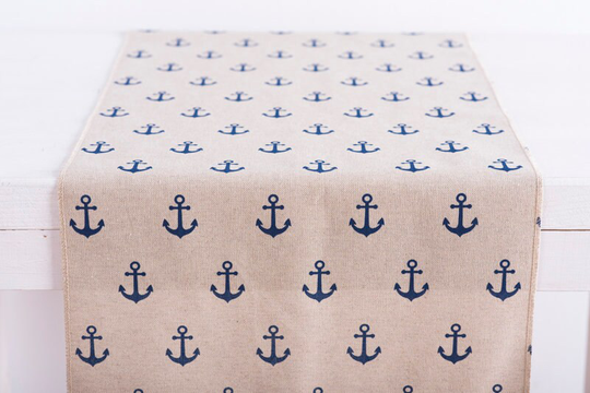 Table Runner Summer With Anchor, Runner, Centerpiece, Kitchen Dining Room Home Decor, Table Decor