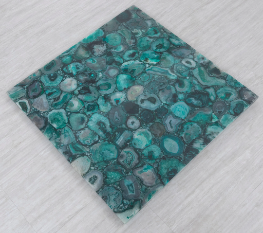 Sea Green Small Coffee Table Top |, Center Agate Breakfast Square Table, Natural Home Decor Furniture
