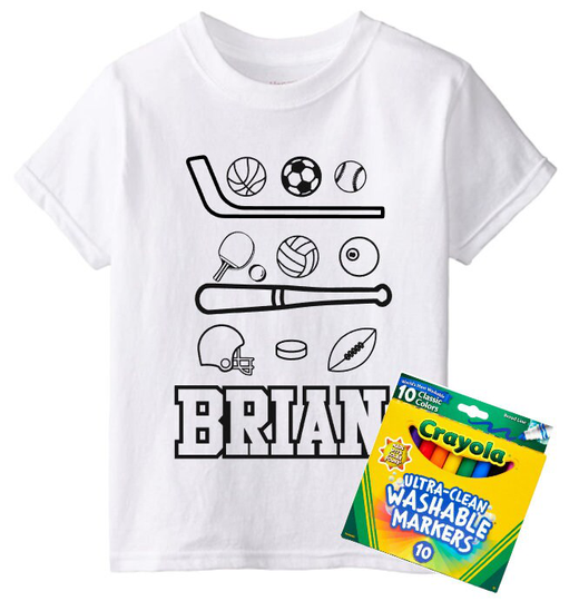 Coloring Shirt Sports Theme, Unique & Creative Gift, Personalized Shirt, Custom Arts Craft, Boys Coloring, Girls Coloring