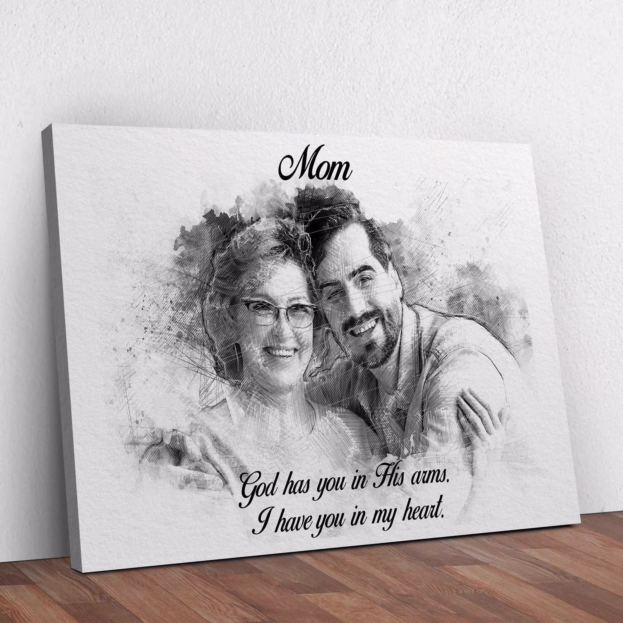 Mom Memorial Pencil Sketch Sign, Loss Of Gift, Mother Sympathy Gift, Personalized Bereavement Gift