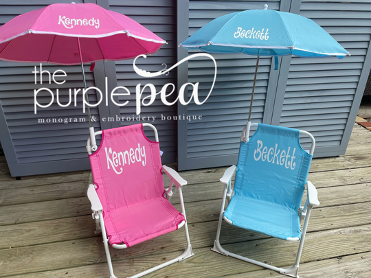 Monogrammed Beach Chair with Umbrella