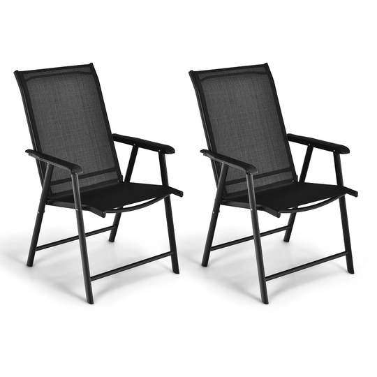 Costway 2PCS Patio Folding Dining Chairs Portable Camping Armrest - See Details
