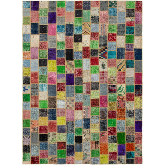 ECARPETGALLERY Hand-knotted Color Transition Patchwork Multi Wool Rug - 6'6 x 9'8