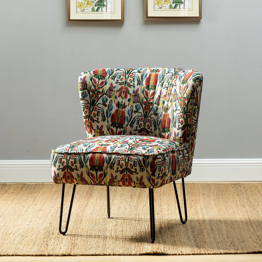 Estebana Contemporary and Classic Side Chair with Floral Pattern