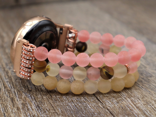 Handmade Apple Samsung Fitbit Watch Matte Gemstone Personalized Band. 3 4 Galaxy Active 1 2 Versa Sense Beaded Stretchy Band