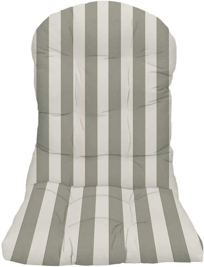 Rsh Decor Tufted Adirondack Chair Cushion Outdoor Gray Grey & White Cabana Stripe