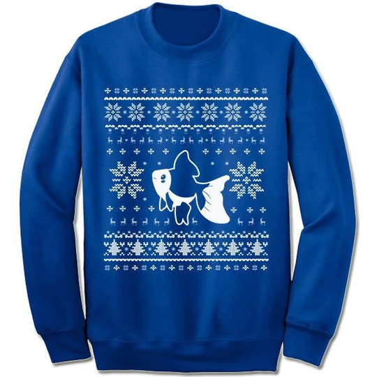 Goldfish Christmas Sweater Sweatshirt. Ugly Xmas Sweater. Fish Owner Pet