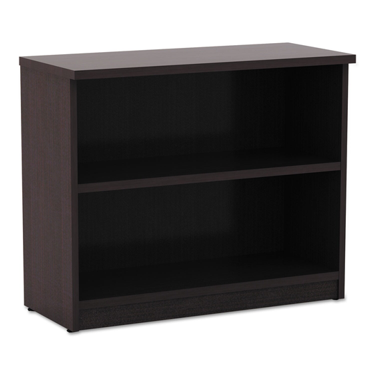 Alera Valencia Series Bookcase, Two-Shelf, 31 3/4 x 14 x 29 1/2, Espresso - 31 3/4" x 14" x 29 1/2"