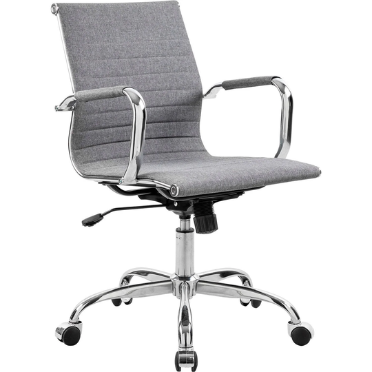 Conference Room Chair with Mid Back & Fixed Arms, Fabric, Gray - 24.41"L x 21.26"W