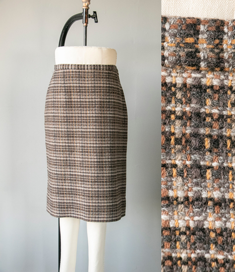 1970S Pencil Skirt Pendleton Wool Plaid M