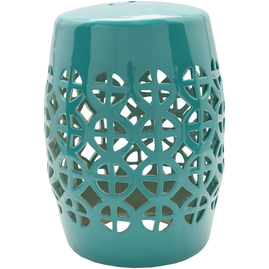 18" Ridgeway Teal Green Outdoor Decorative Patio and Garden Stool