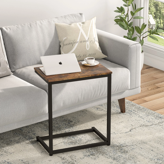 VANOMi 22''W x 25.98''H x 14.17''D Sofa Table,Rustic C-Shape Tray Table,End Table,Modern Coffee Table