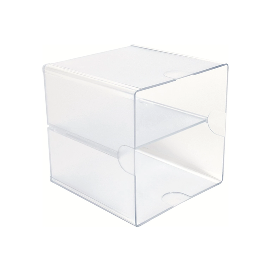 Deflect-O Cube 2-Compartment Stackable Plastic Compartment Storage - 6" x 6" x 6"