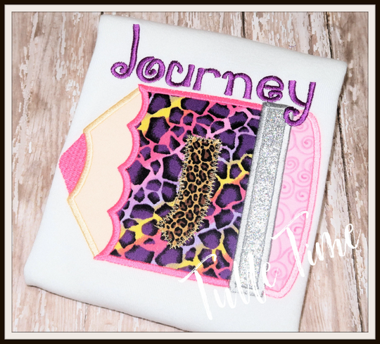 Back To School Leopard Pencil Name Embroidered Shirt All Sizes Personalized