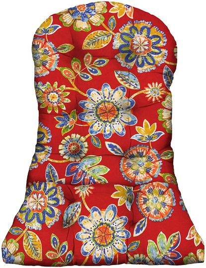 Rsh Decor Tufted Adirondack Chair Cushion Outdoor, Daelyn Cherry Red Floral ~ Colors Include Blue Green