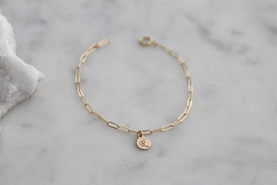 14K Gold Fill Paperclip Bracelet, Minimalist Gift For Her, Initial Personalized Custom Bracelet