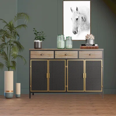Raghnall 47.64" Wide 3 Drawer Iron Sideboard