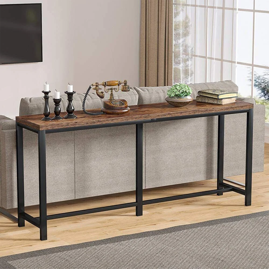 Modern Wood Couch Table Narrow Long Console Table Rustic Brown - 54 x 84