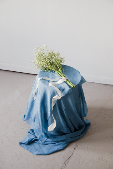 Modern Table Runner, Silk Chiffon Fabric, Blue Styling Cloth, 3 Yds 6 Length, Boho Zero Waste Wedding & Event Decor