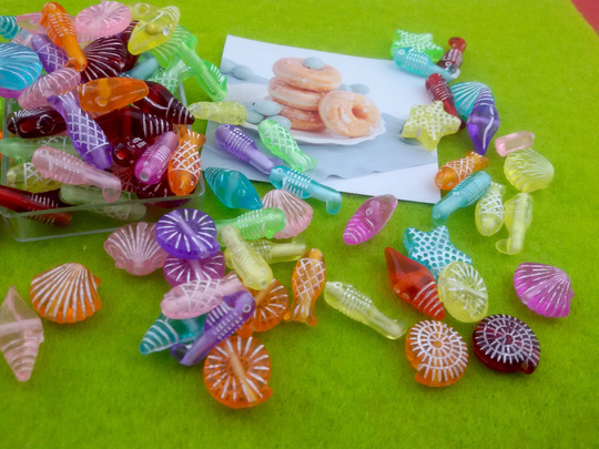 Sea World Colorful Beads, Mixed Shape Acrylic Beads, Color Mix Beads, Marine Beads Assortment, Mixed Beads, Rainbow Colours Spacer