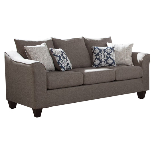 Transitional Fabric & Wood Sofa with Flared Arms, Light Gray