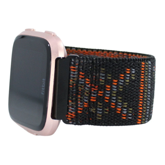 Elastic Fitbit Versa Watch Band - 1, 2, Lite Custom Fit Black Orange Olive Blue Trek Adventure Mens Women Boho Chic Strap
