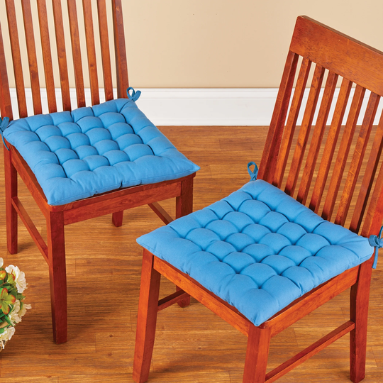 Colorful Chair Cushion Pads with Chair Ties - Set of 2 - 15 x 1.97 x 15