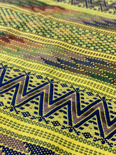 Geometric Woven Table Runner From Chiapas, Mexico in Yellow + Colors