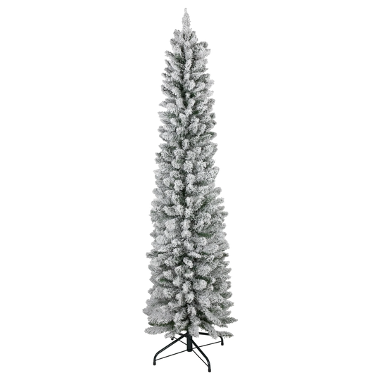 6' Flocked North River Pine Pencil Artificial Christmas Tree, Unlit - 6 Foot