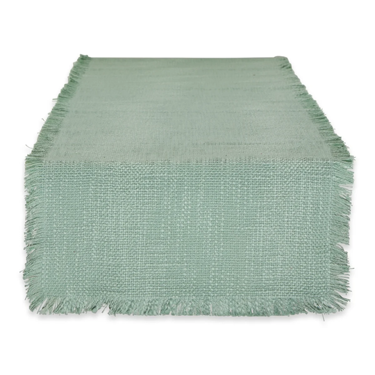 72" Green Solid Basket Fringe Table Runner