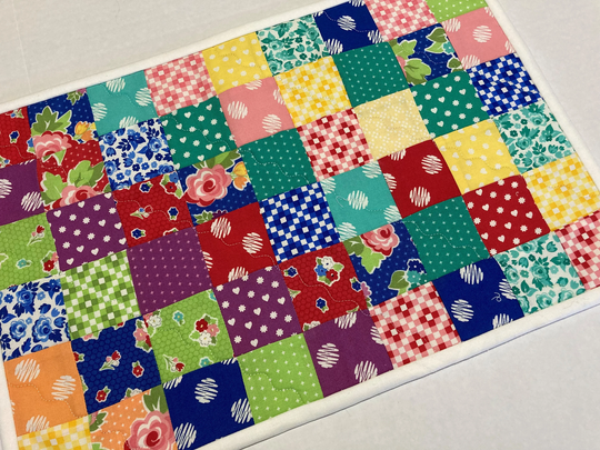Patchwork Quilted Table Runner, Spring Summer Topper, Candle Mat, Coffee Christmas Runner