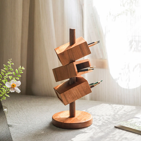 Wood Pen Holder, Handmade Original Pencil Case, Cup, Desk Organizer, Wooden Minimalist Box, Home Office Decor, 2022 Gift For Kids