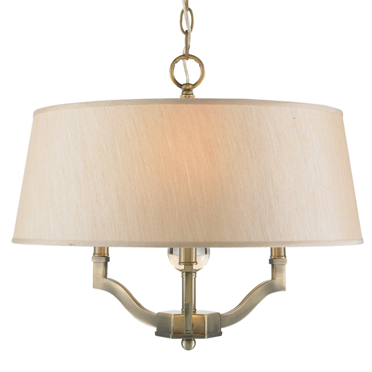 Waverly Aged Brass with Silken Parchement Shade Convertible Semi-flush-mount Light Fixture