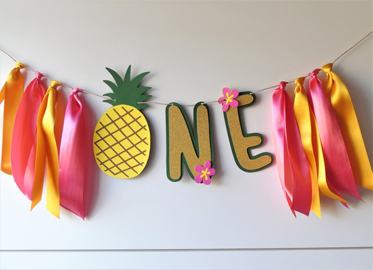 Pineapple High Chair Banner, Tropical Highchair Party Like A Pineapple, 1st Birthday Girl, Hawaiian Luau Party, One Banner