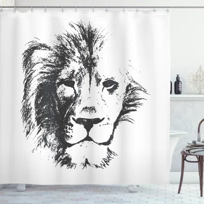 Tattoo The King of the Jungle Pencil Drawing Handmade Majestic Lion Head Image Shower Curtain Set