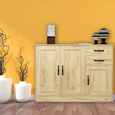 Buffet Sideboard, 2Doors & 1 Storage And 2 Drawers, Oak