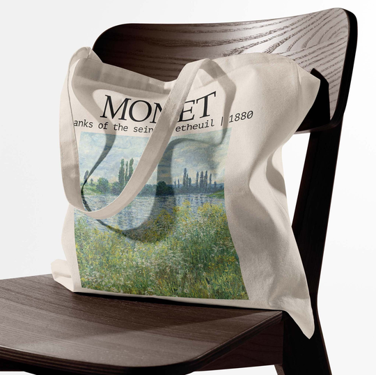 Claude Monet Painting Tote Bag, Fine Art Print Stylish Artsy Vintage Retro Aesthetic Tote, Famous On