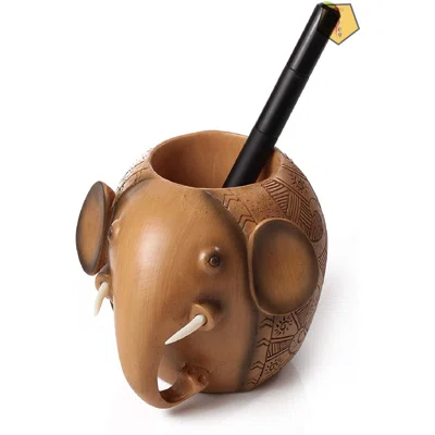 Resin Carving Elephant Pencil Holder Fashion Creative Pen Holder For Office School