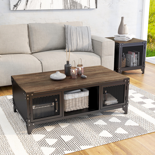Furniture of America Conner Black & Dark Walnut Storage Accent Tables