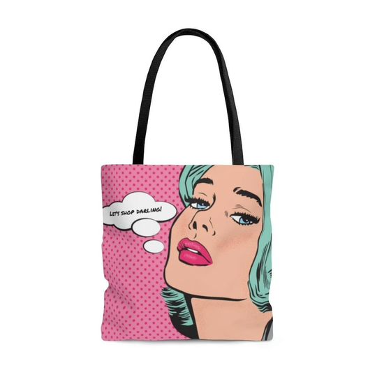 Custom Text Bag, Pop Art Eco Tote, Tote, Pop Print, Vintage Inspired, Vintage Style Bag, 50S Vintage, Grocery Shopping Bag